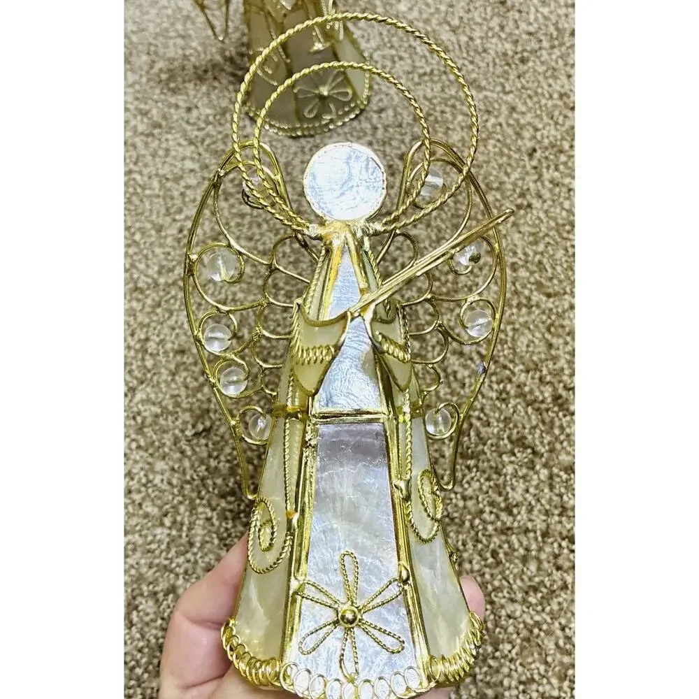 Three Capis Shell Golden Angel 3D Dble Halo Milky Translucent Soldered Brass